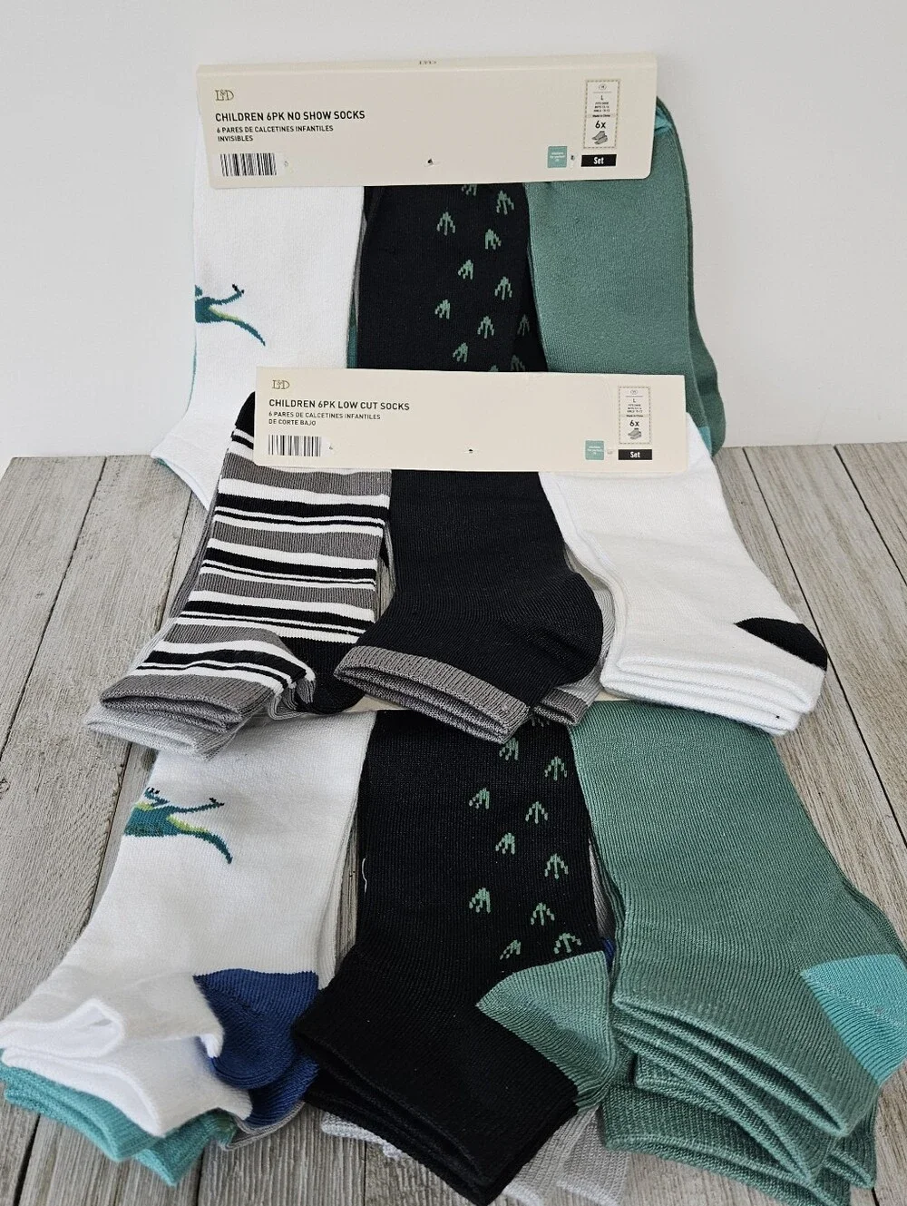 3 - 6 Packs Low Cut Socks Size L 6X Boys 12-14 Girls 8-10  No Show Socks by L&D